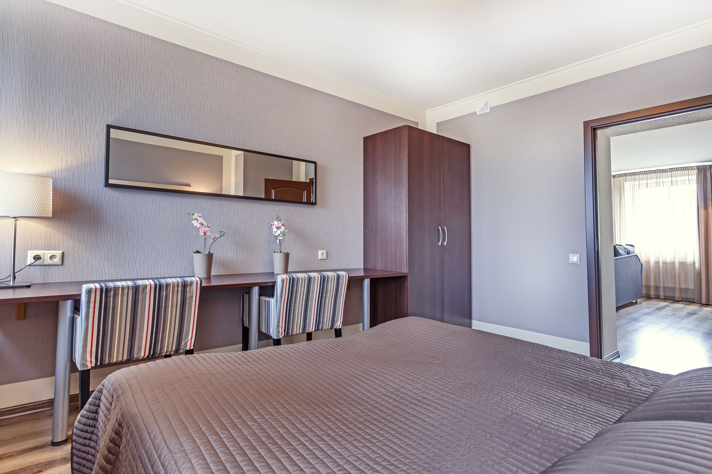 Two bedrooms,Two double beds, Six Eight people.